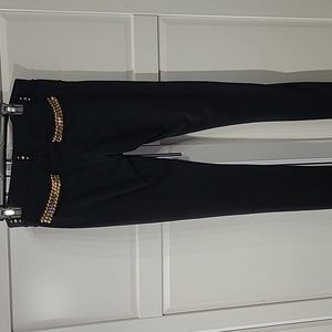 Susan Fixel black bejeweled pants with gold Studs.and rhinestones. Size Xl